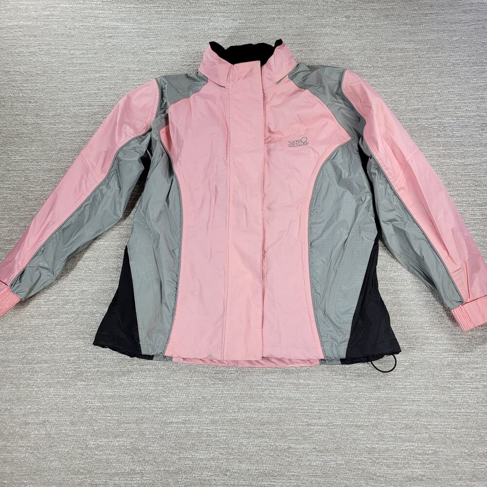 Tour Master Sentinel Rain Jacket Womens M Pink Gray Hooded Rip Stock Golf Cycle